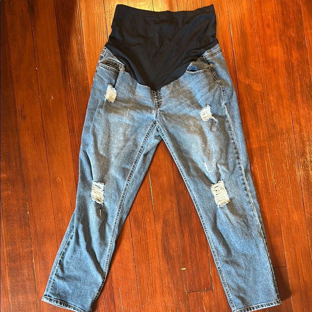 Time and Tru Dark Wash Boyfriend Maternity Jeans - M (8-10)